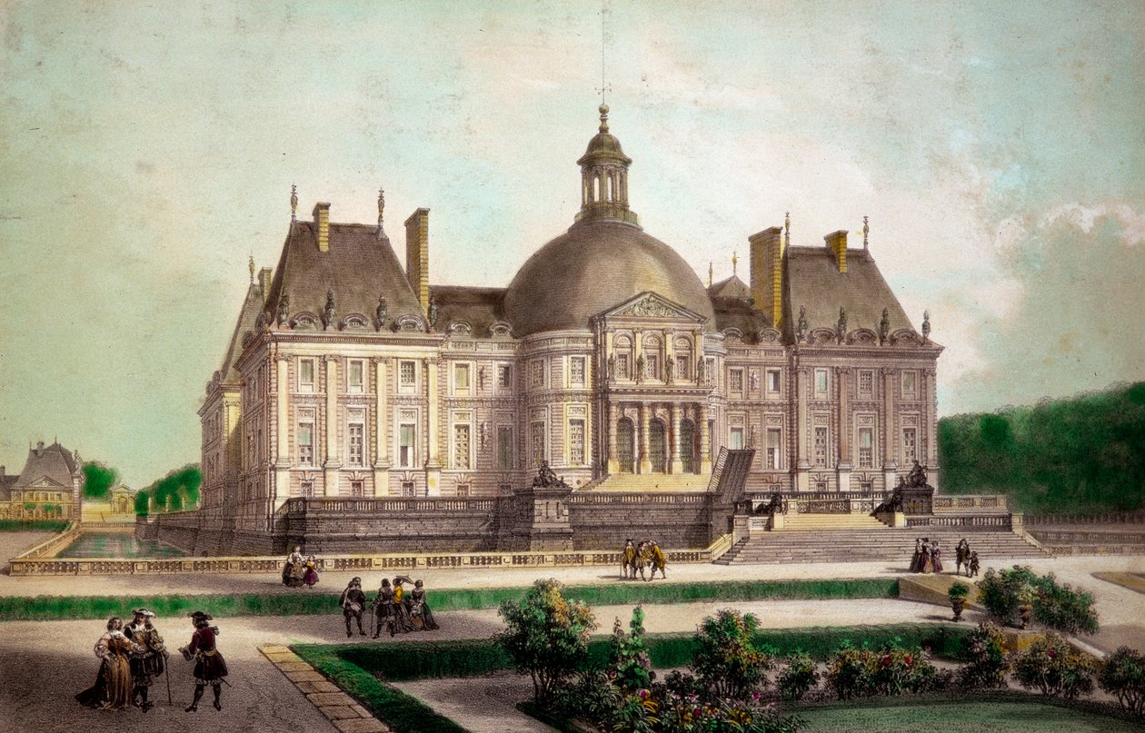Uitzicht op het kasteel van Vaux-le-Vicomte in Maincy door French School