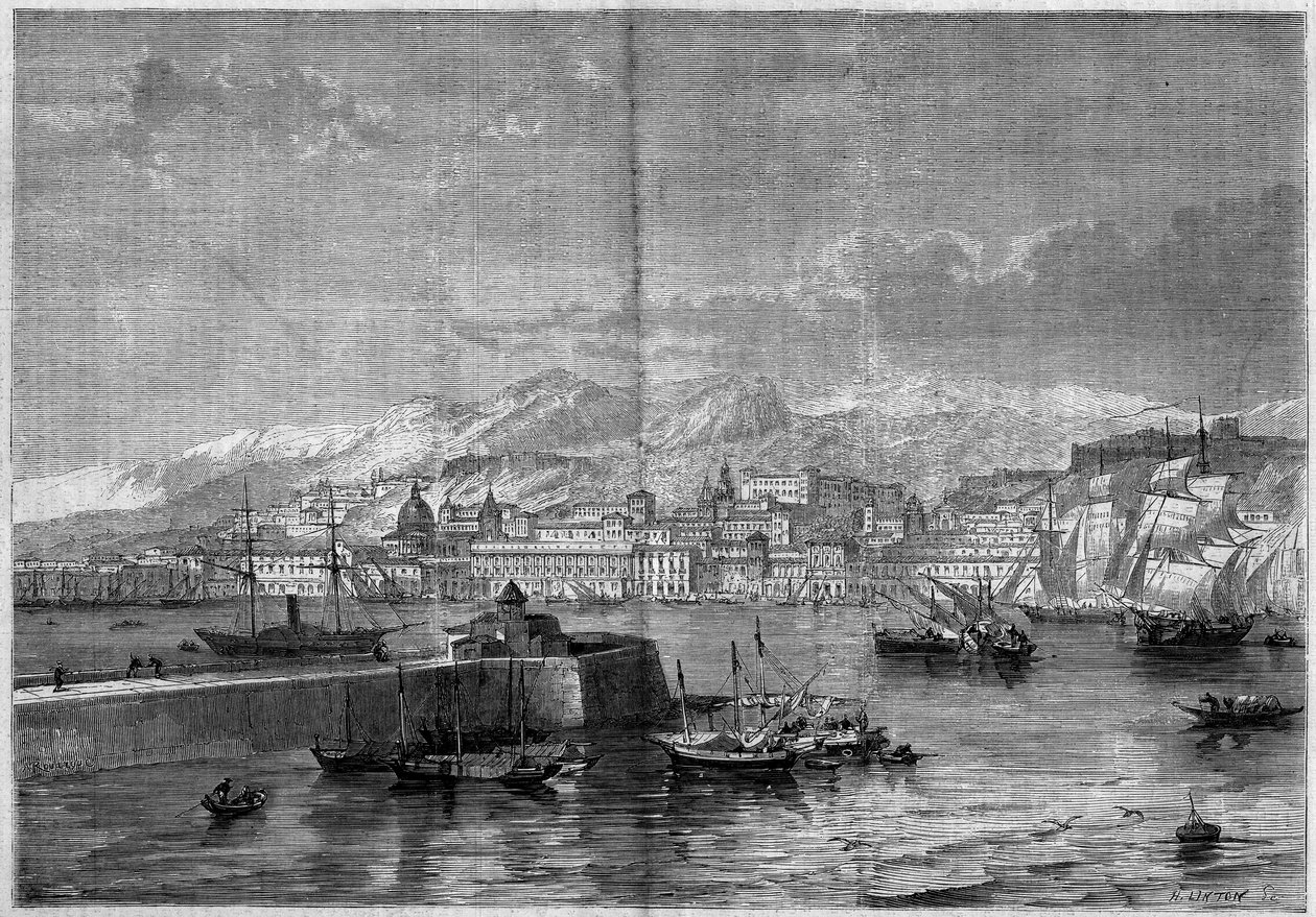 Uitzicht op de stad Messina. Sicilië, Italië door French School