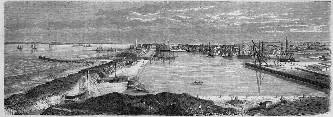 Uitzicht op de stad Saint Nazaire (Saint-Nazaire) (Loire Atlantique, 44) door French School