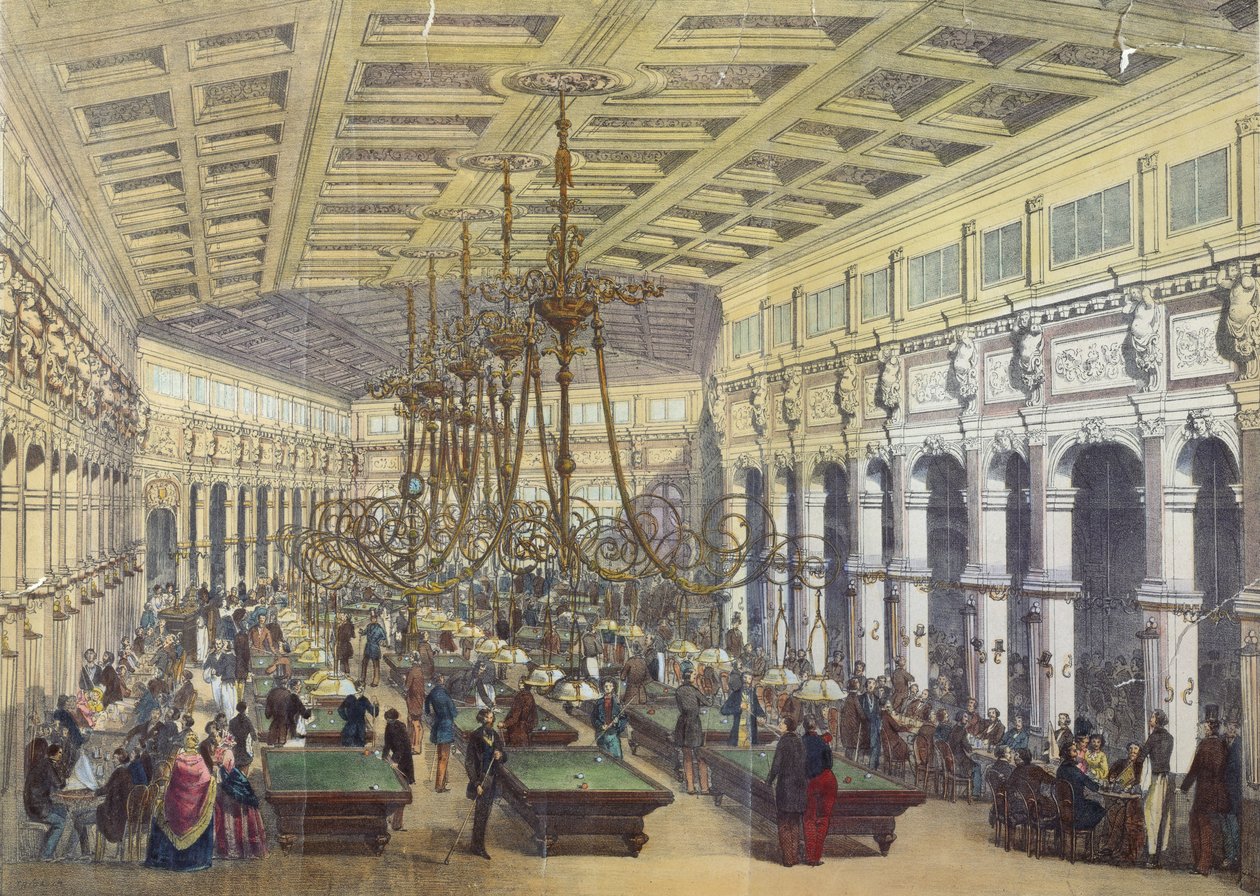 Zicht op het interieur van het Grand Cafe Parisien, Parijs, gegraveerd door Thibault, 1855 door French School