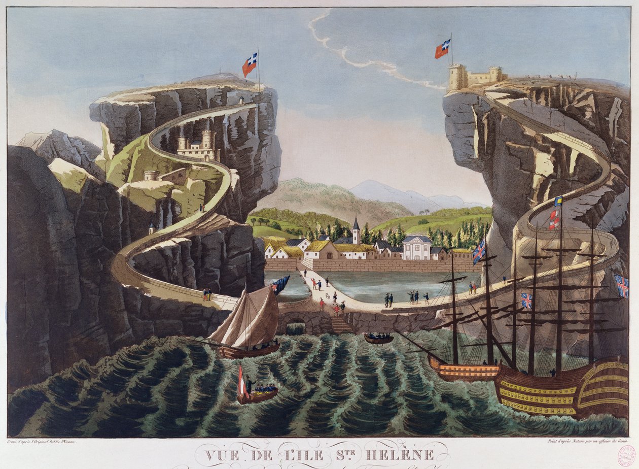 Uitzicht op het eiland Sint-Helena, ca.1821 door French School