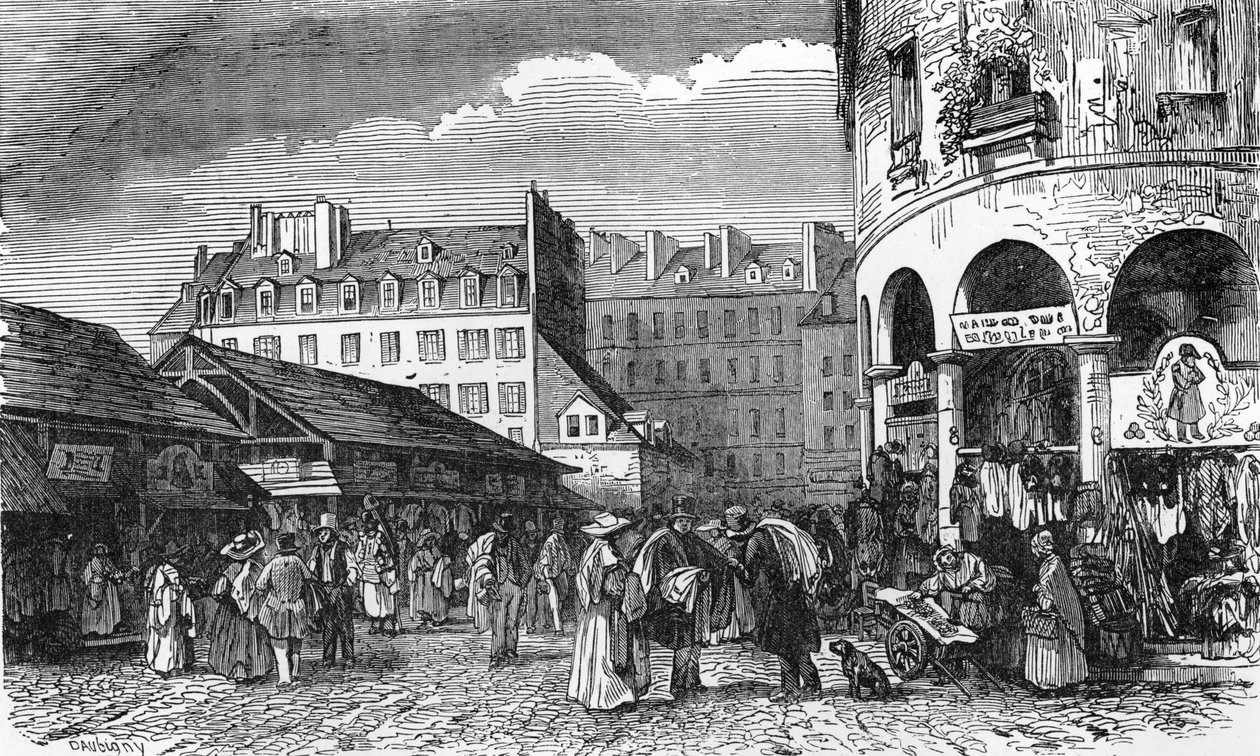 Uitzicht op de rotonde van de oude tempel maart (gravure) door French School