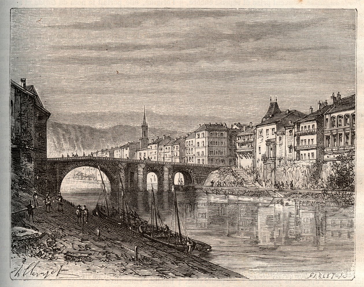 Villeneuve-sur-Lot - departement Lot-et-Garonne - gravure in 