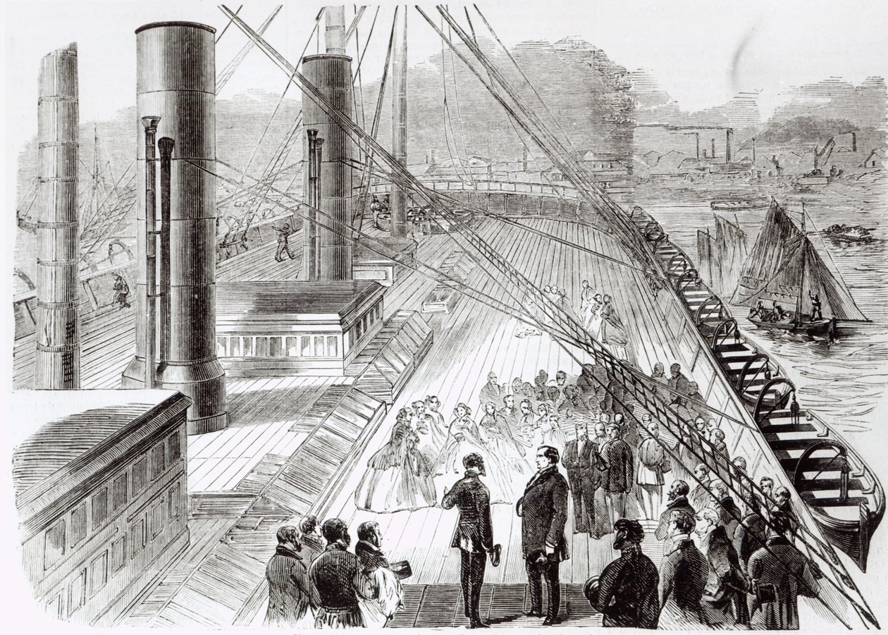 Bezoek van Prins Napoleon aan de Great Eastern in Southampton, illustratie uit Le Monde Illustré door French School