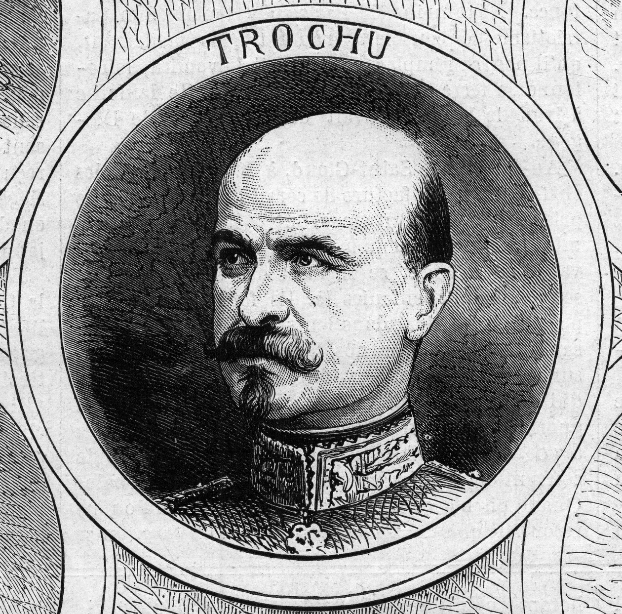 Oorlog van 1870 - Regering van de Nationale Defensie: portret van generaal Louis Jules Trochu (1815-1896), president van de voorlopige regering van 1870. Gravure in 