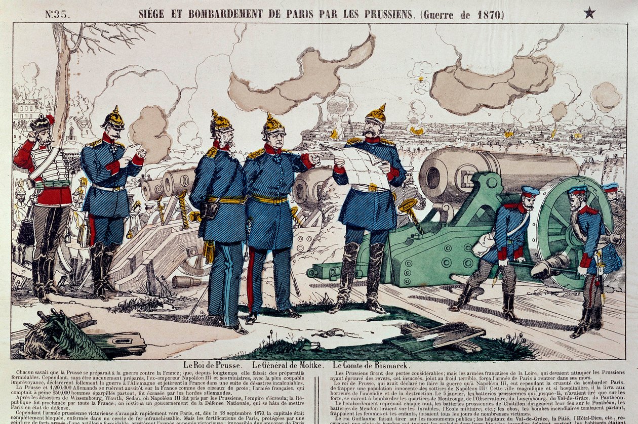 Oorlog van 1870: belegering en bombardement van de stad Parijs door de Pruisen door French School