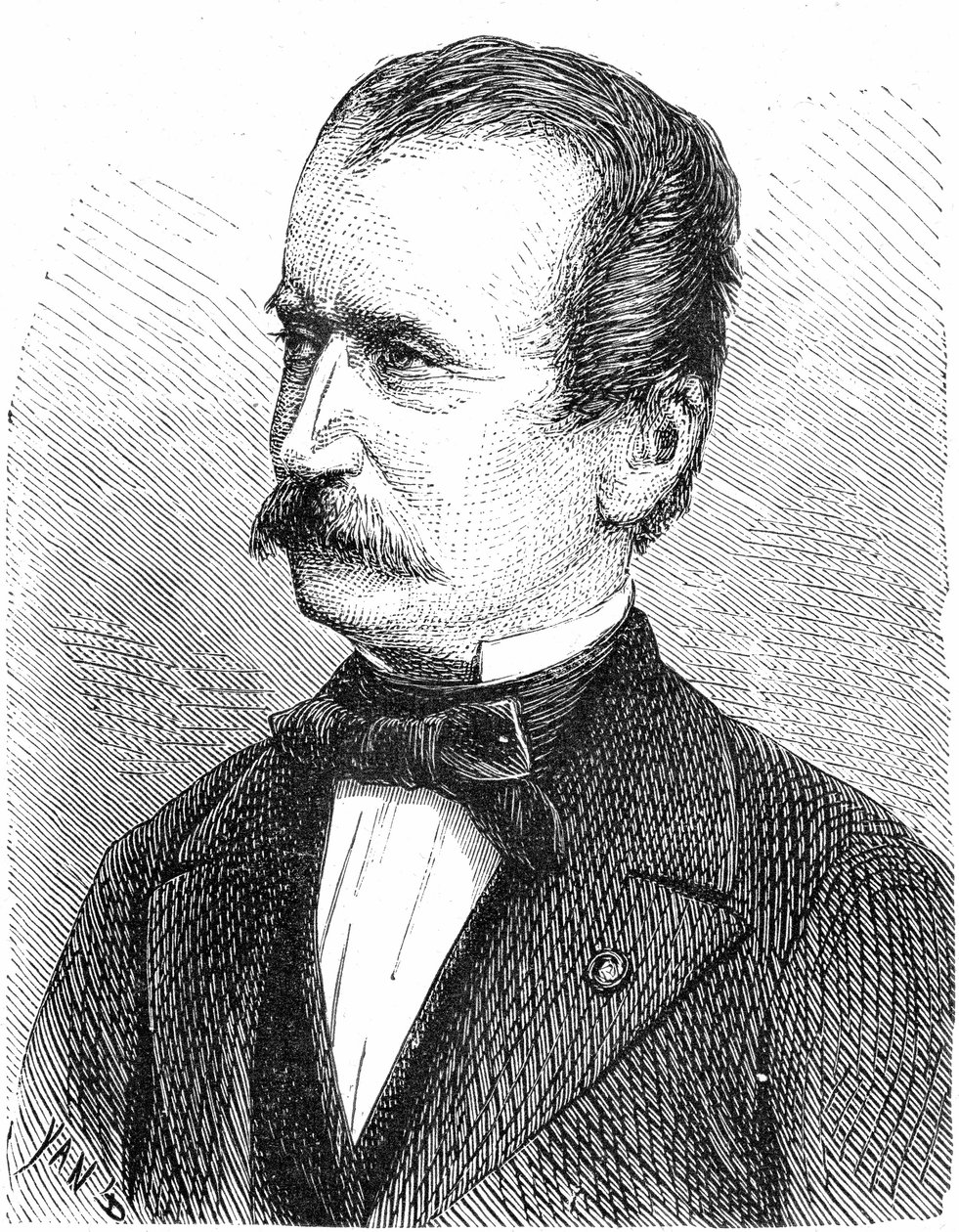 Wilhelm von Engerth (1814-1884) Oostenrijkse ingenieur (motor), gravure door French School