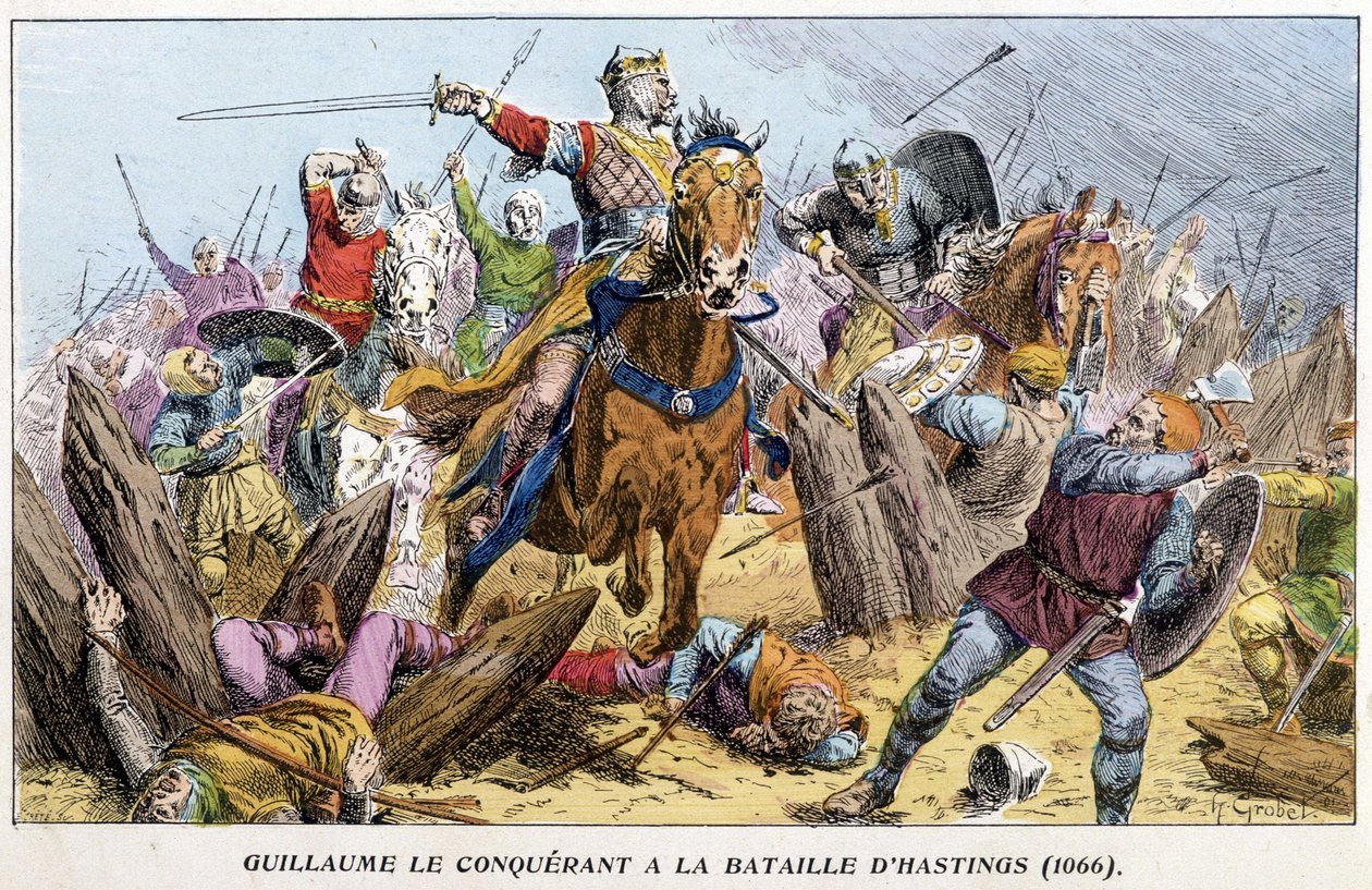 Willem de Veroveraar bij de Slag bij Hastings door French School