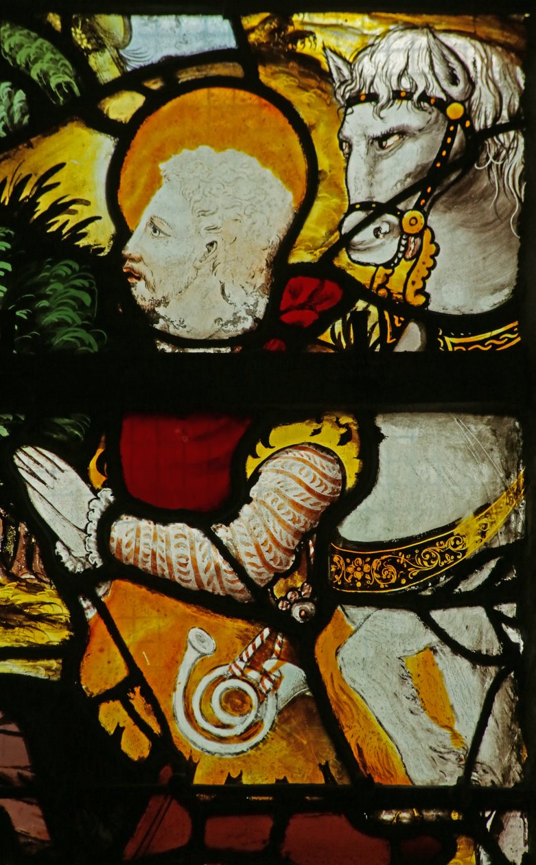Raam met de visie van St. Eustache (detail) door French School