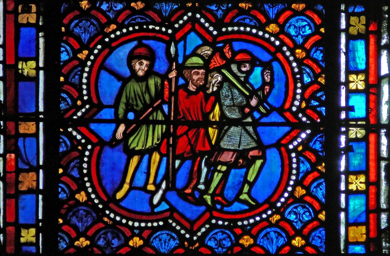 Ramen s2-L met mensen die Christus in Gethsemane willen arresteren door French School