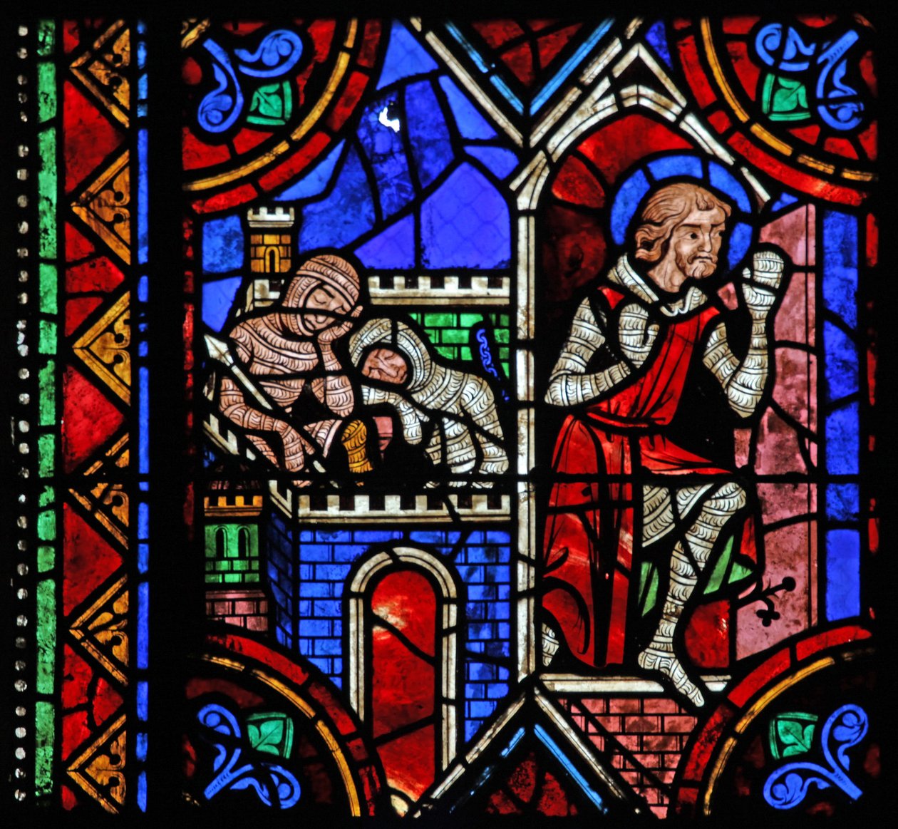 Raam w06 met het verhaal van St. Julianus van Brioude - St. Ferreol, een vriend van Julianus, die stierf tijdens de vervolgingen van Diocletianus, ontsnapt door French School