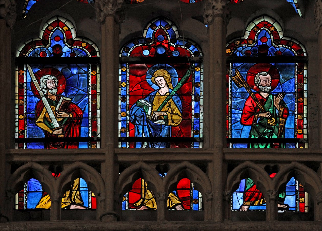 Raam met St. Paul, St. Jude en St. Peter door French School