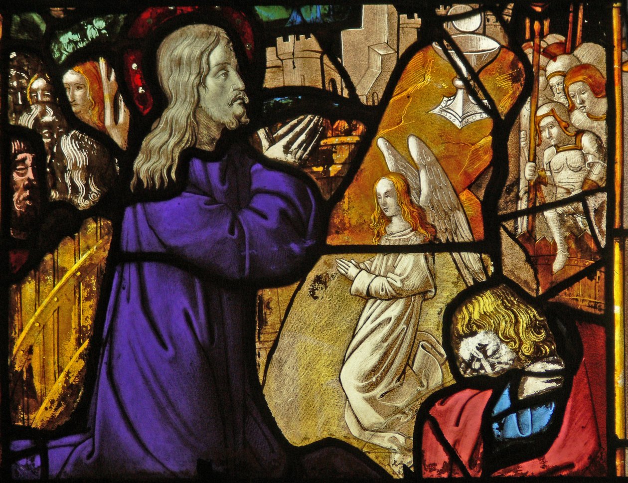 Raam w10 met Christus in Gethsemane door French School