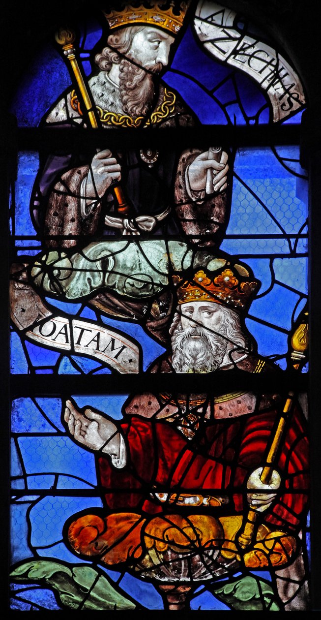 Raam w10 met Koning Hizkia en Koning Jotam en Ezechiël op de Boom van Jesse door French School