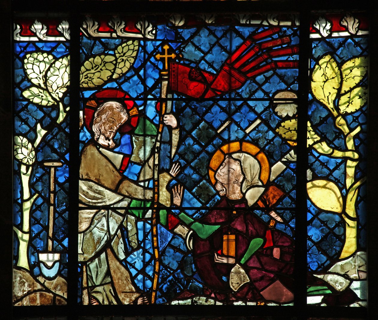 Venster w14 met een opstandingsscène: Noli Me Tangere door French School