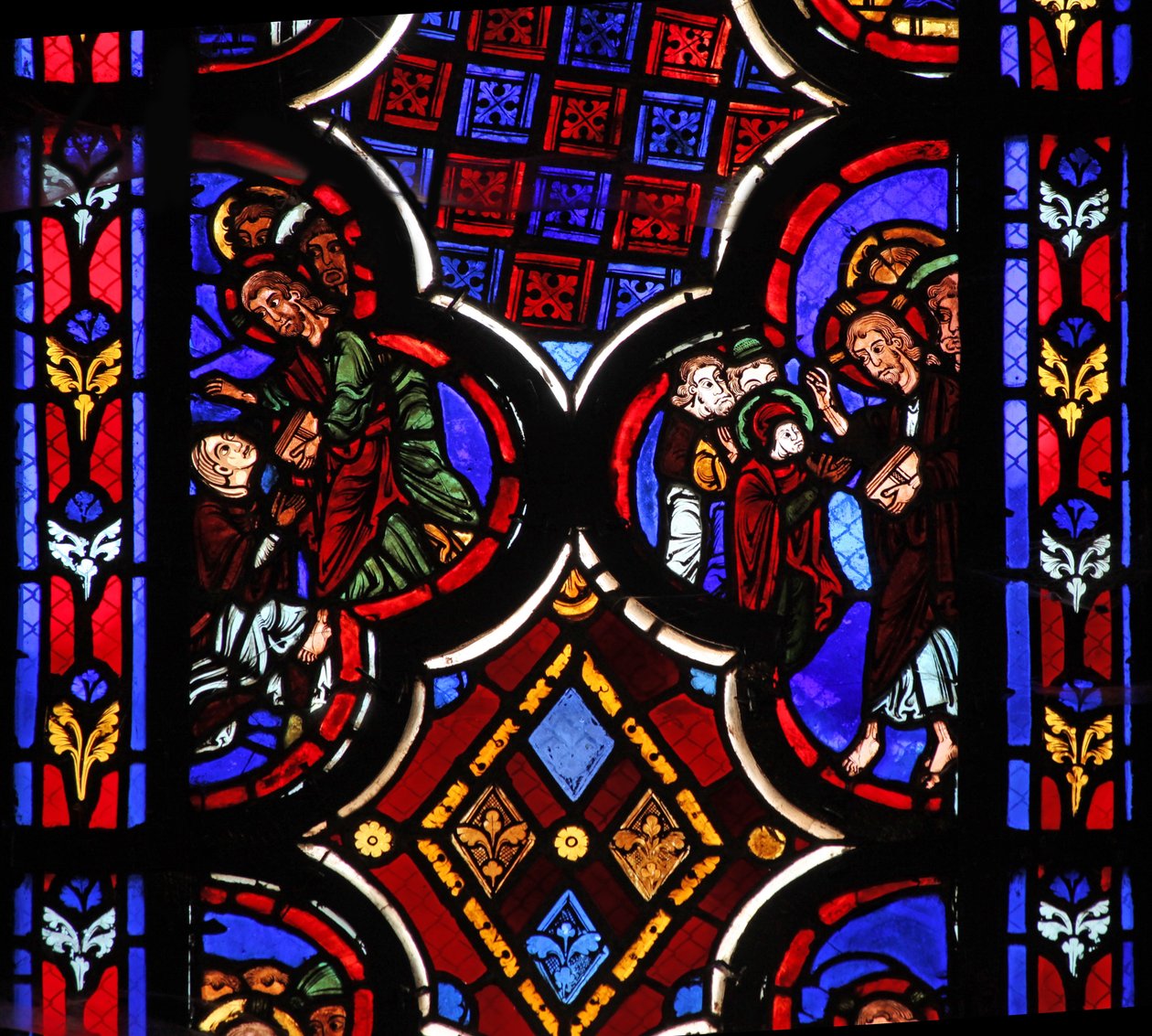 Raam w1 met Christus die zegt Ik ben de Opstanding en het Leven door French School