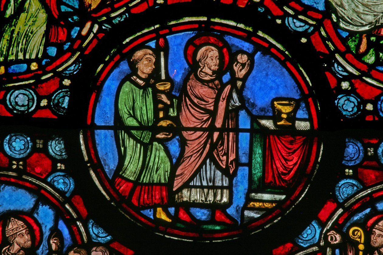 Raam w1 met een scène uit het leven van St. Martinus: het vieren van de Mis door French School