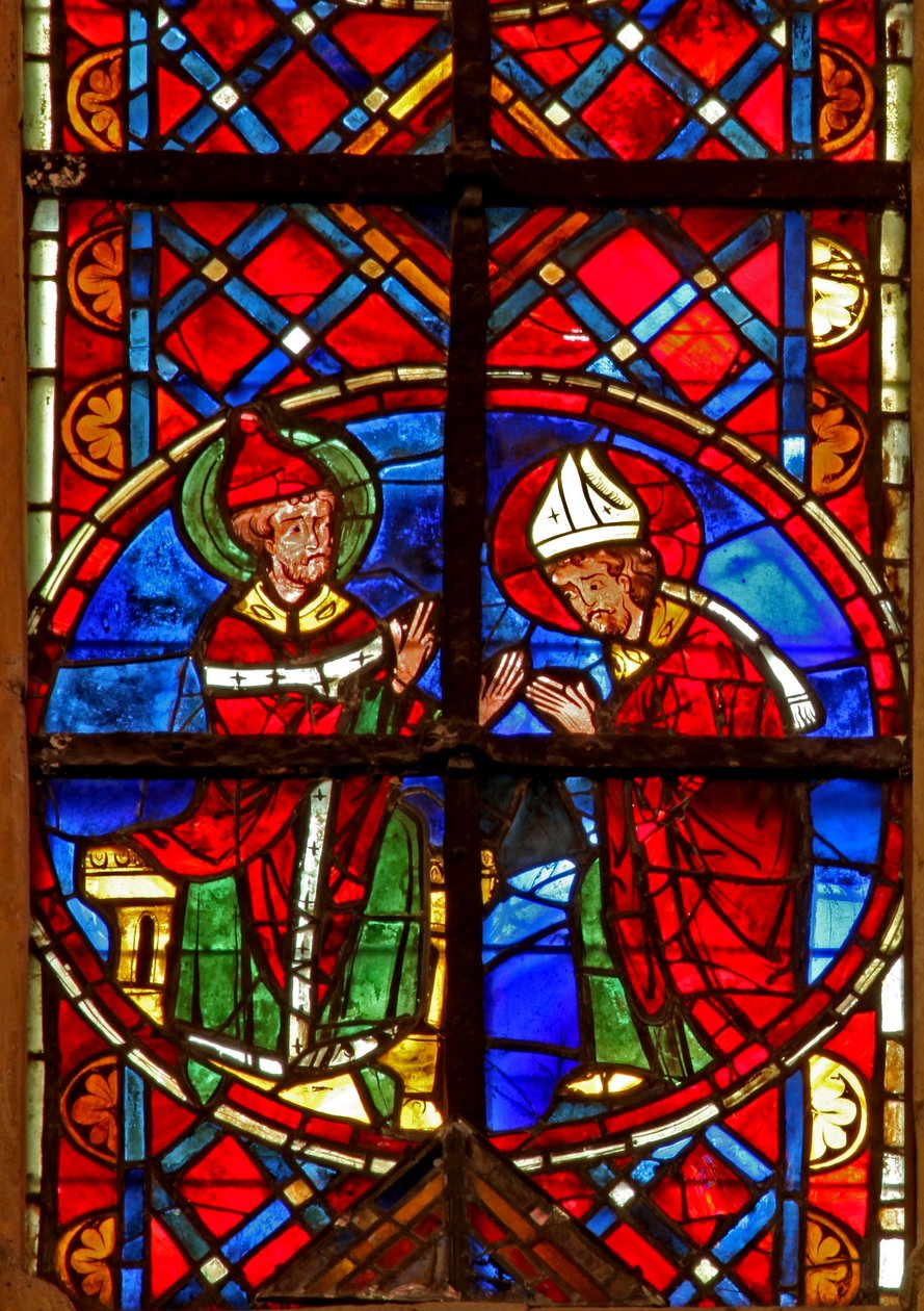 Raam w211 met St. Petrus stuurt St. Denis naar Gallië door French School