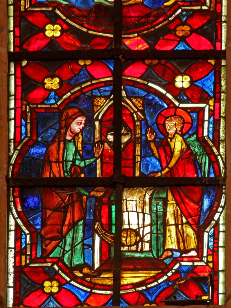Zacharias, de vader van St. Johannes de Doper, bezocht door een engel in de tempel door French School