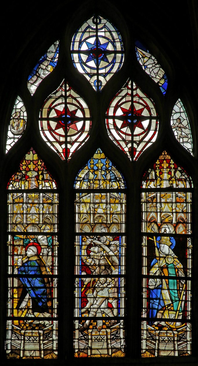 Ruit w214 met St. Clemens (R) en de dood van St. Thomas Becket door French School
