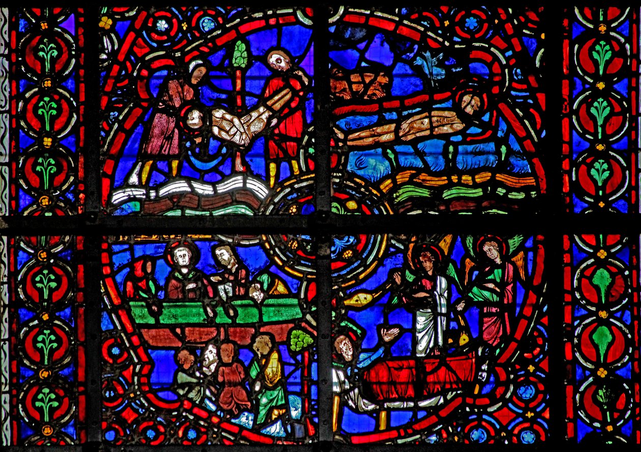 Raam w39 met scènes uit het leven van St. Laurentius door French School