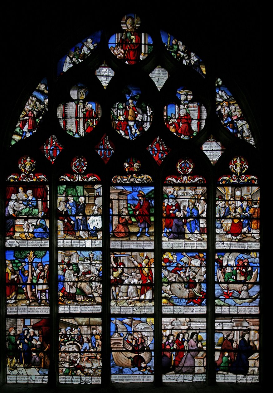 Raam w3 met scènes uit het leven van St. Nicolaas door French School