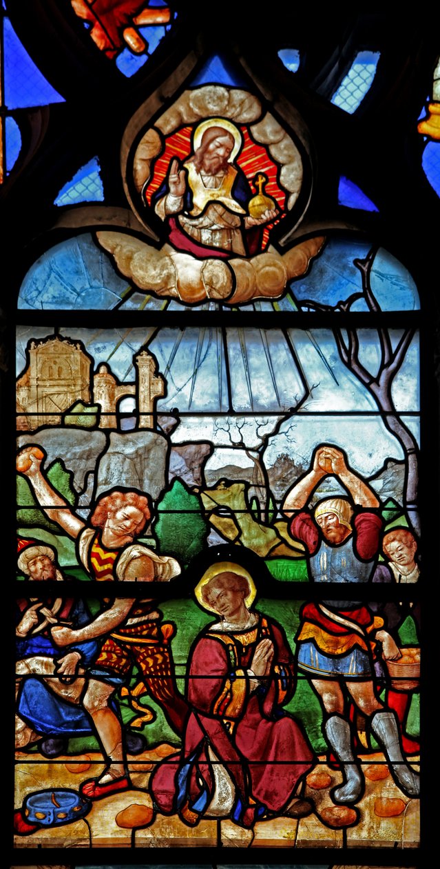 Raam w46 met het martelaarschap van St. Stefanus door French School