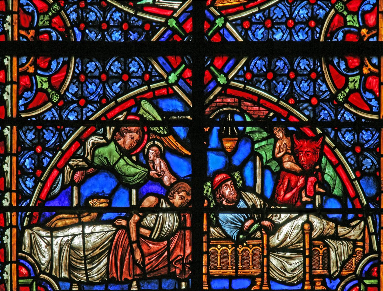 De gelijkenis van de rijke man en Lazarus - hun dood door French School