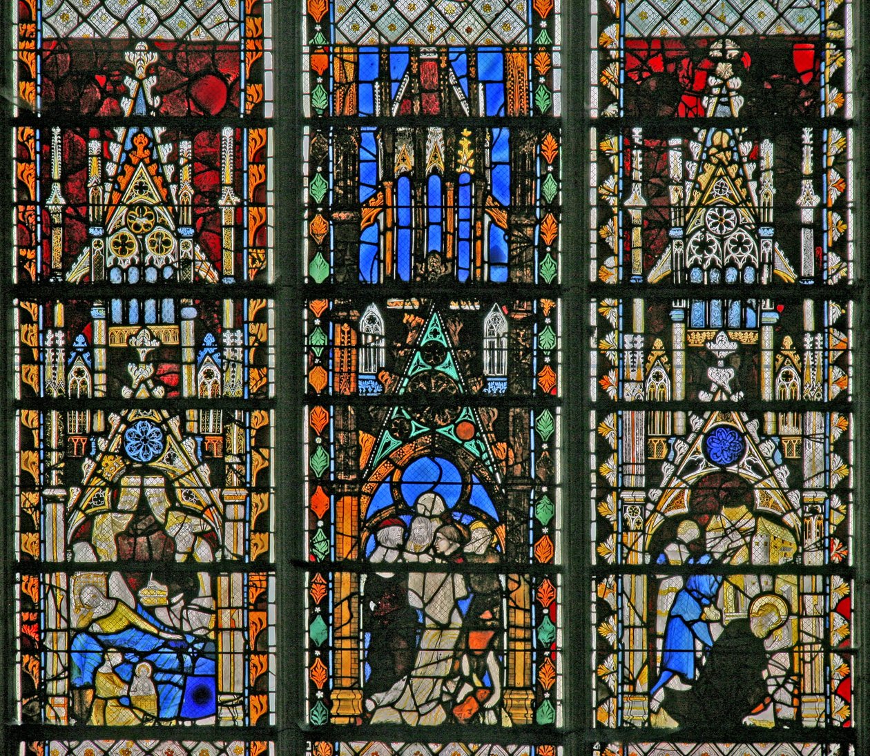 Raam w5 met scènes uit het leven van St. Johannes de Doper door French School