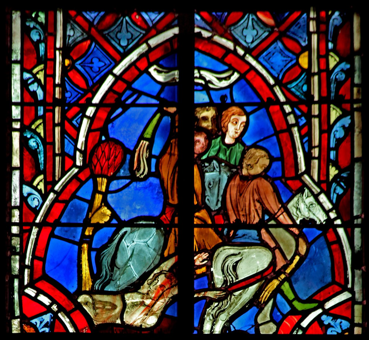 Raam w5 de Straf van de ambtenaren van Sukkot. Rechters VIII:1-17 door French School