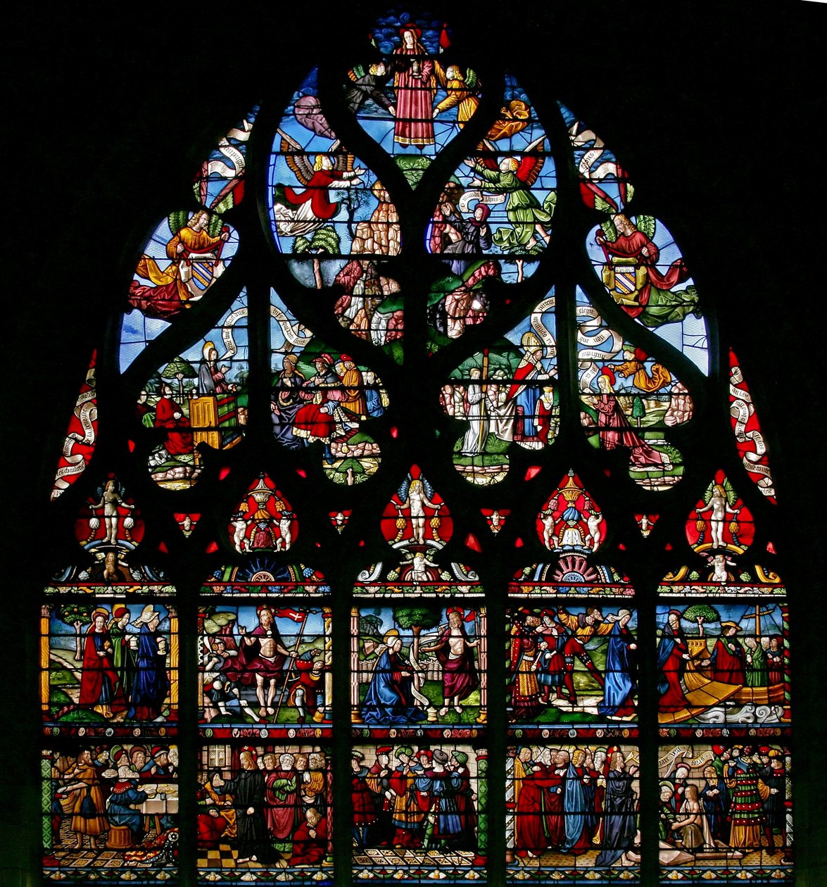 Raam w6 met scènes uit het leven van St. Maria Magdalena door French School