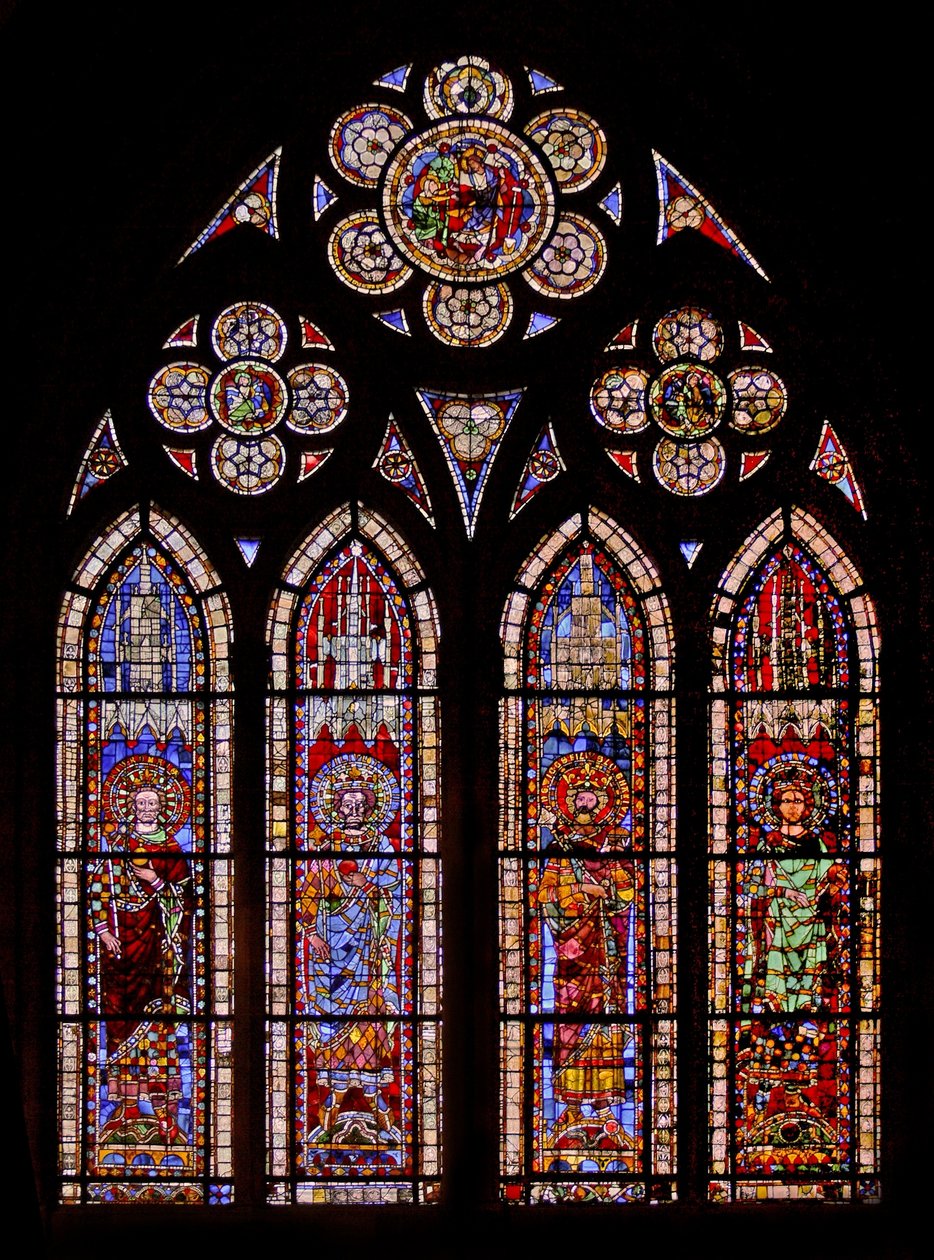Raam w7 met Heilige Roomse Keizers: Lotharius, Louis, Charles door French School