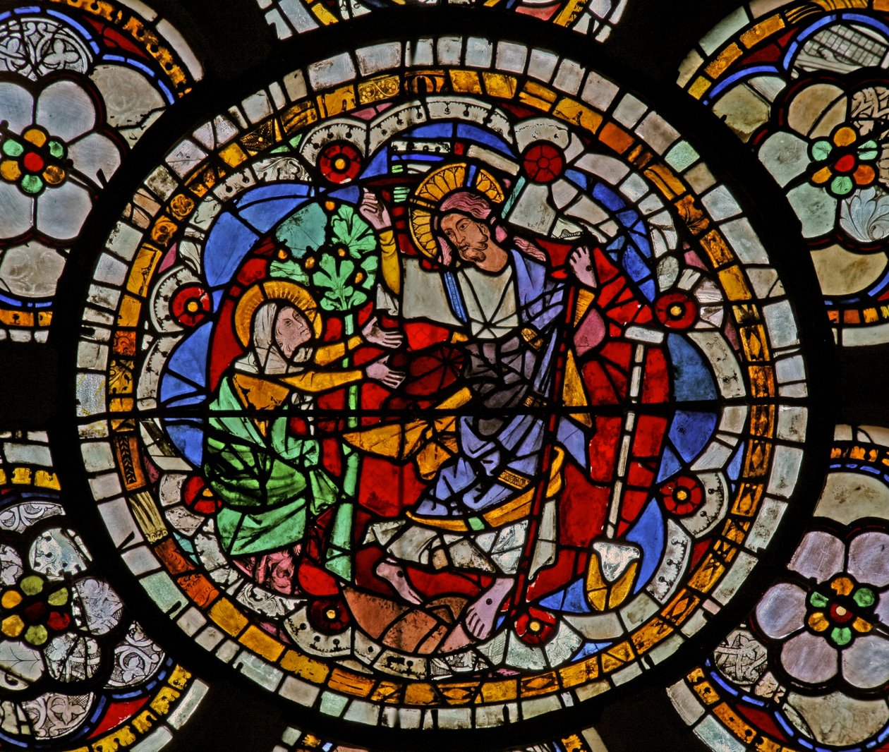 Raam w7 met een opstandingsscène: Noli Me Tangere door French School