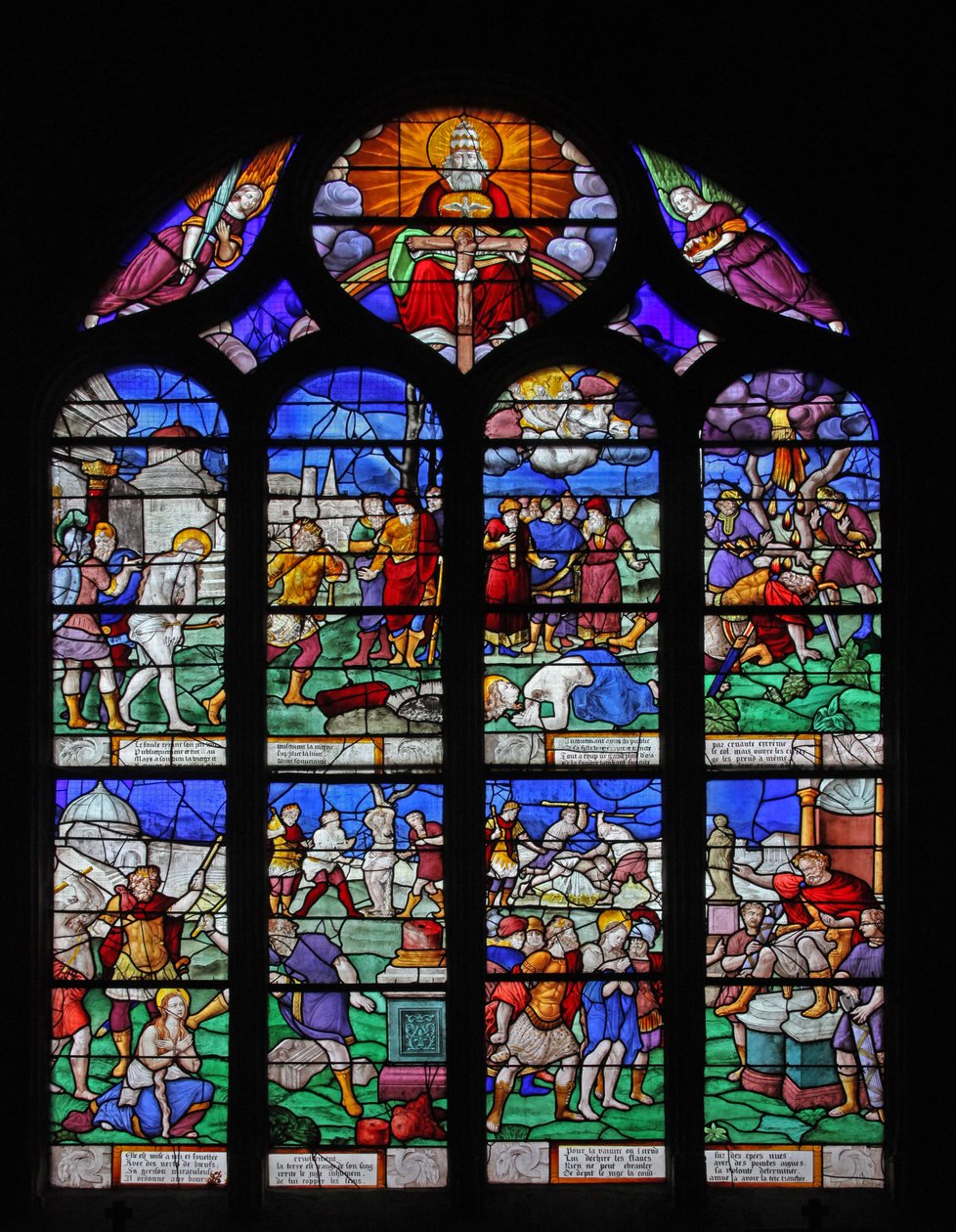 Raam w7 met scènes uit het leven van St. Barbara door French School