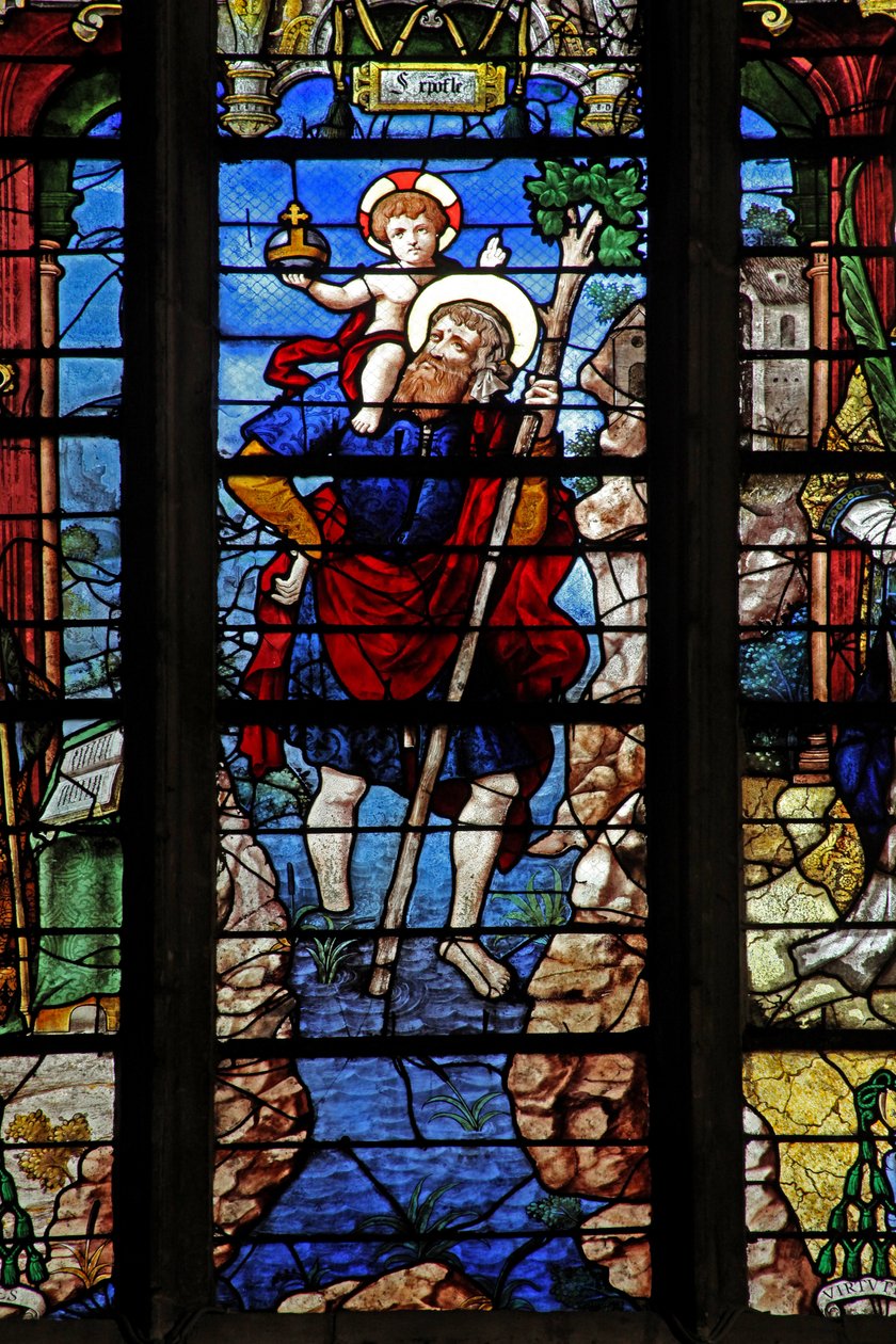 Raam w9 met afbeelding van St. Christoffel door French School