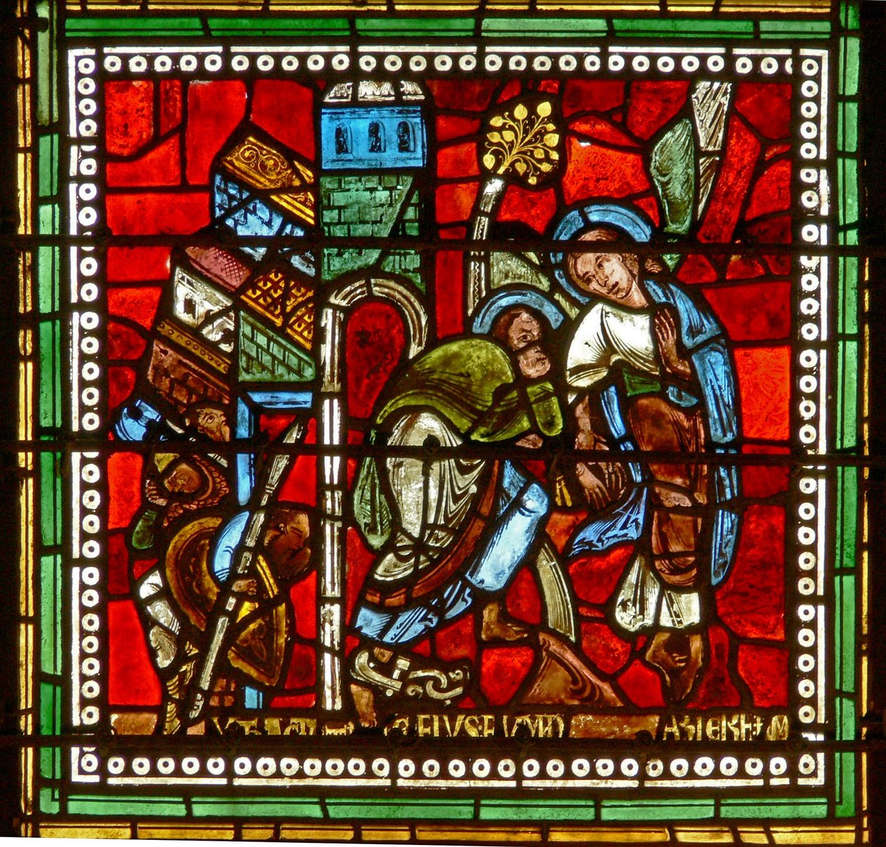 Raam wXVIII met St. Petrus die door een engel uit de gevangenis wordt geleid door French School