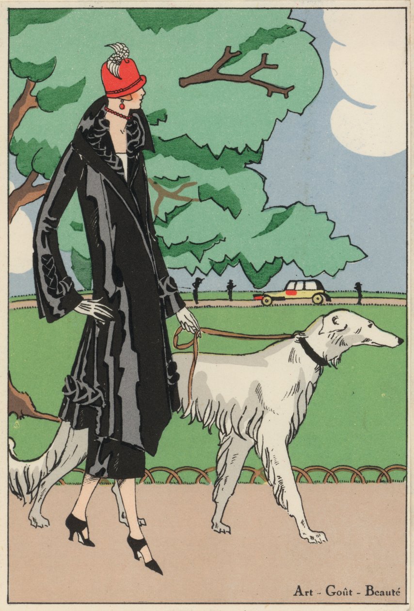 Damesmode uit de jaren 1920 van ontwerper Martial en Armand (kleurenlitho) door French School