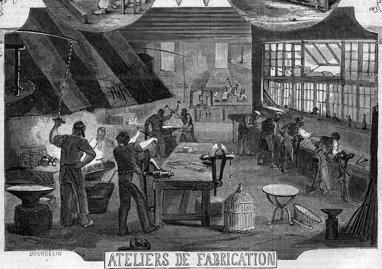 Werkplaats voor de vervaardiging van sloten door de heren Desforges en Busisson door French School