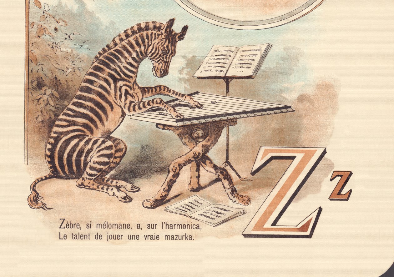Z: Zebra, zo melomaan, heeft, op de mondharmonica, Het talent om een echte mazurka te spelen door French School