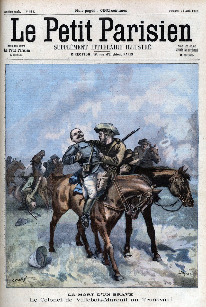 dood van Generaal Villebois Mareuil tijdens de Boerenoorlog (1899-1902) - in "Le petit Parisien" door French School