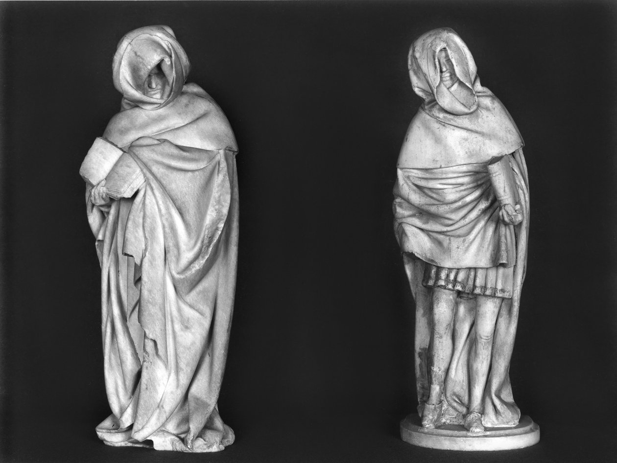 Twee rouwenden, van het graf van Hertog Jean de Berry (1340-1416) c.1450-53 (albast) door French School