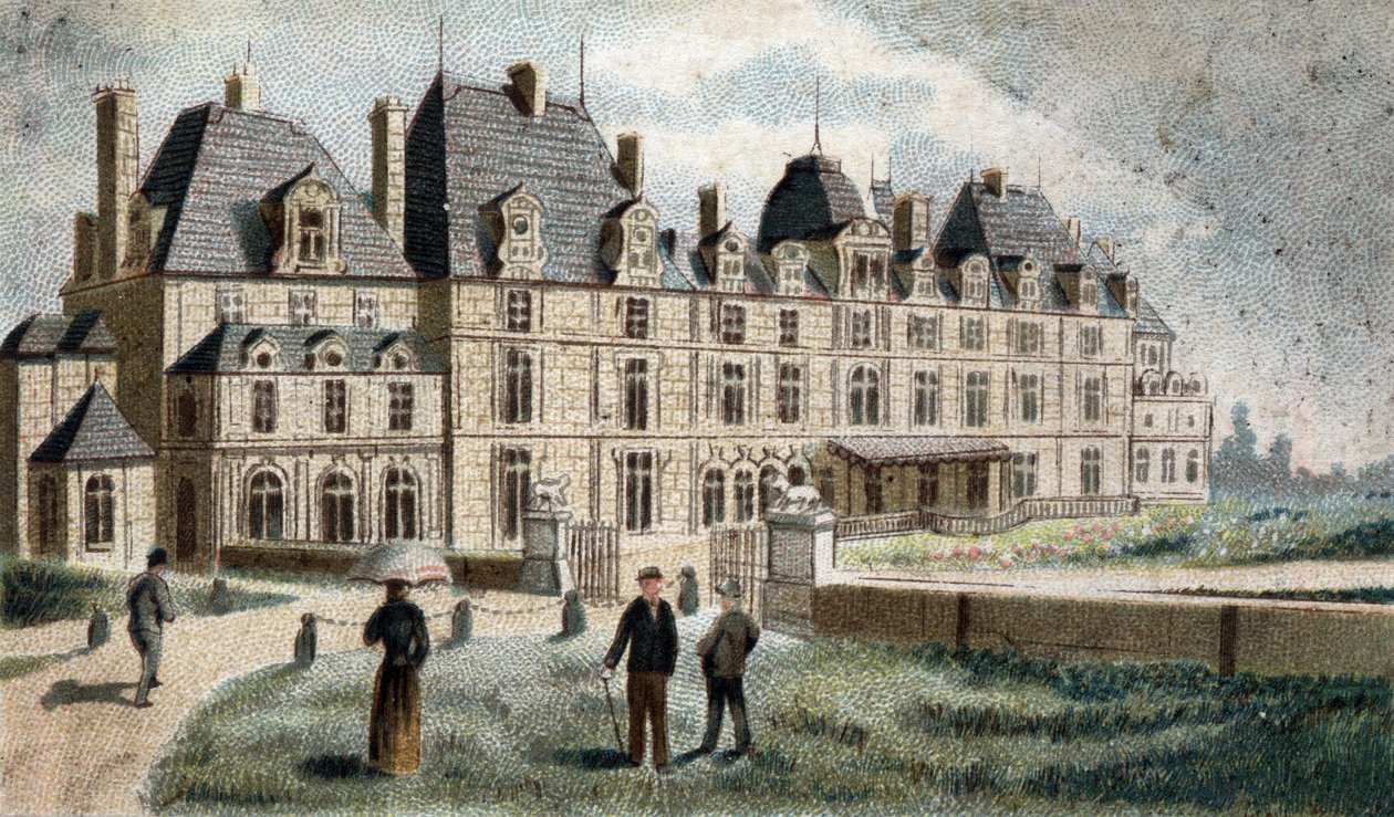 Uitzicht op het kasteel van Eu (Seine Inferieure) door French School