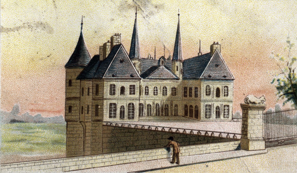 zicht op het kasteel van Randan (Puy de dome) door French School