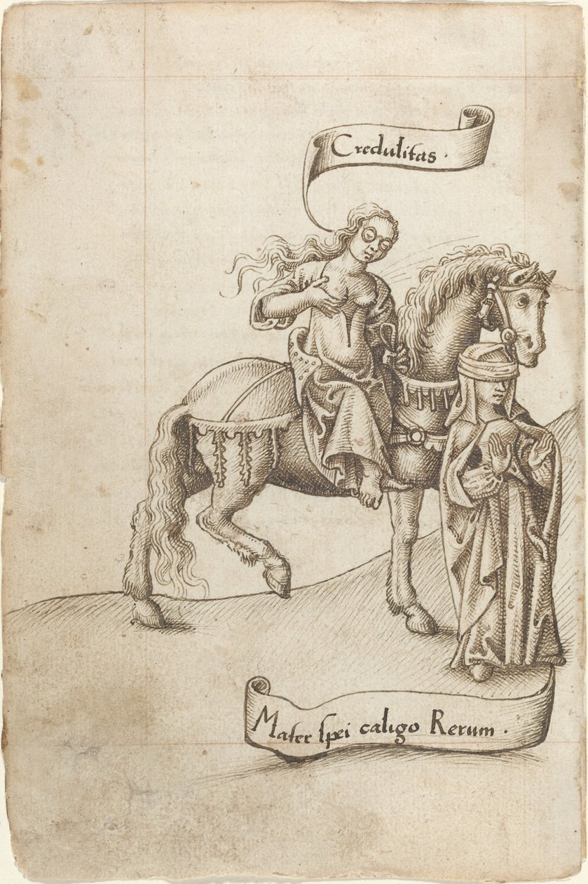Goedgelovigheid Bereidt zich voor om de Moeder van Hoop te Voeden [fol. 18 verso] door French early 16th Century