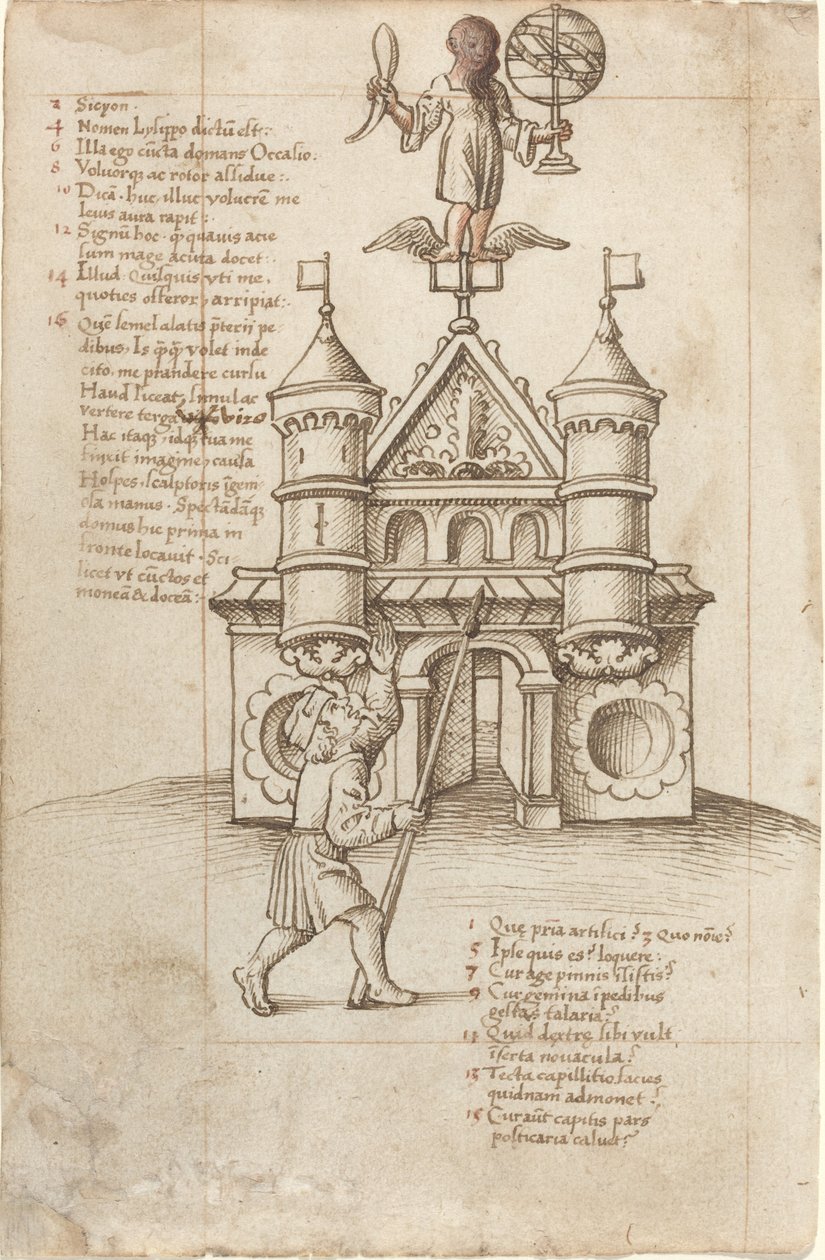 Het Standbeeld van Kans en de Voorbijganger [fol. 8 recto] door French early 16th Century
