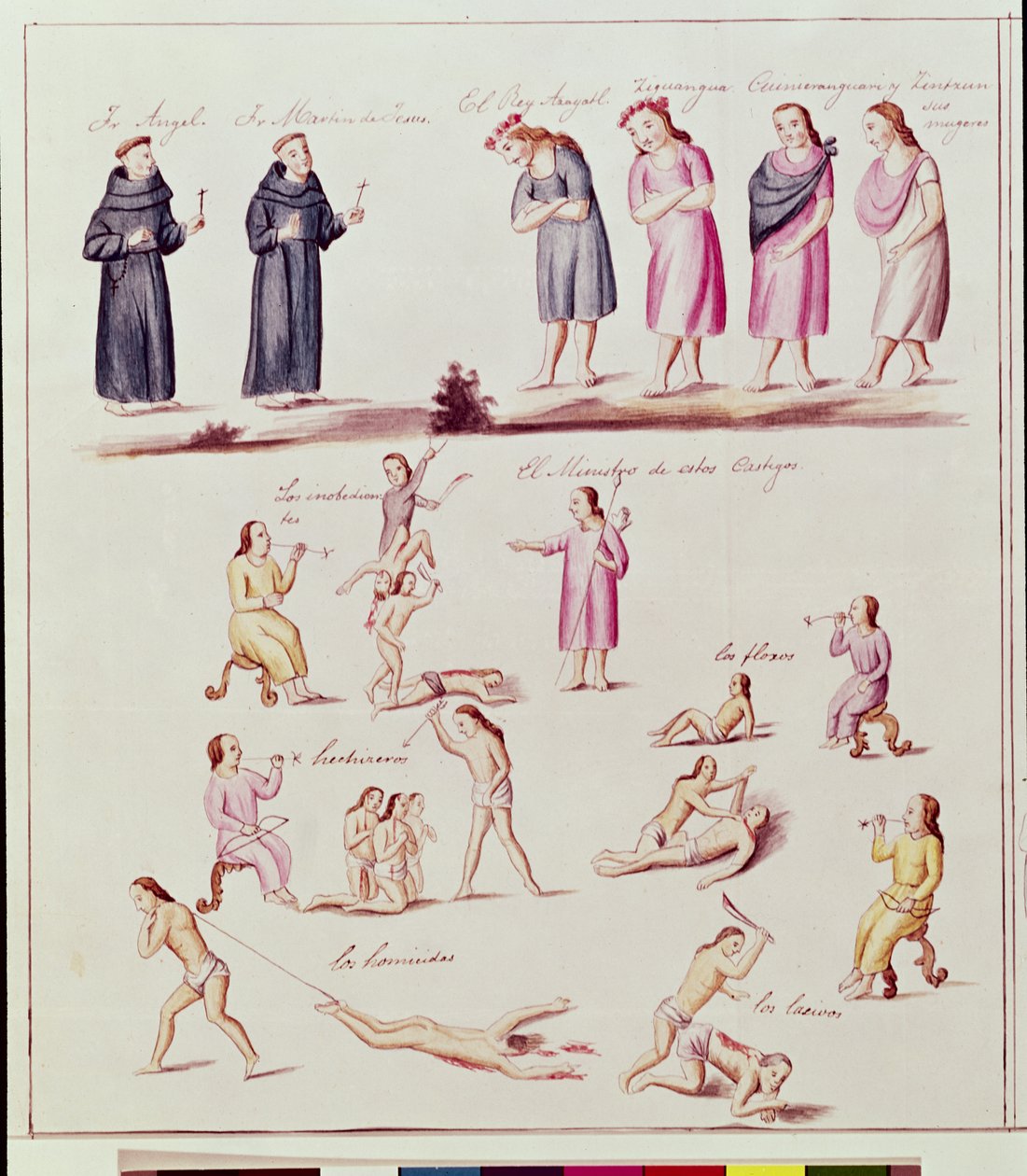 Inheemse indianen op weg naar bekering door de Spaanse monniken door Friar Pablo (after) Beaumont