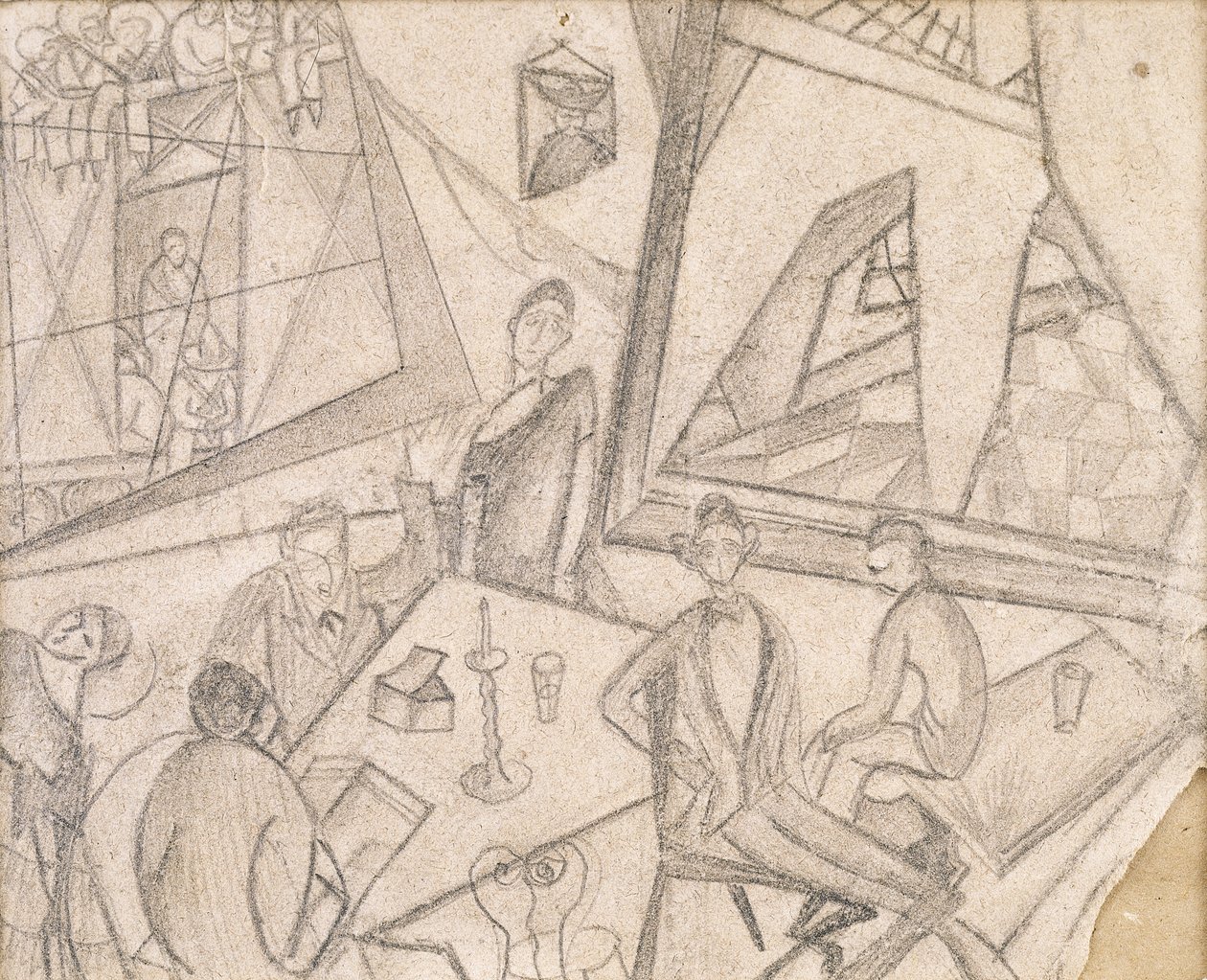Frida en haar tijdgenoten, c.1925 (potlood op papier) door Frida Kahlo