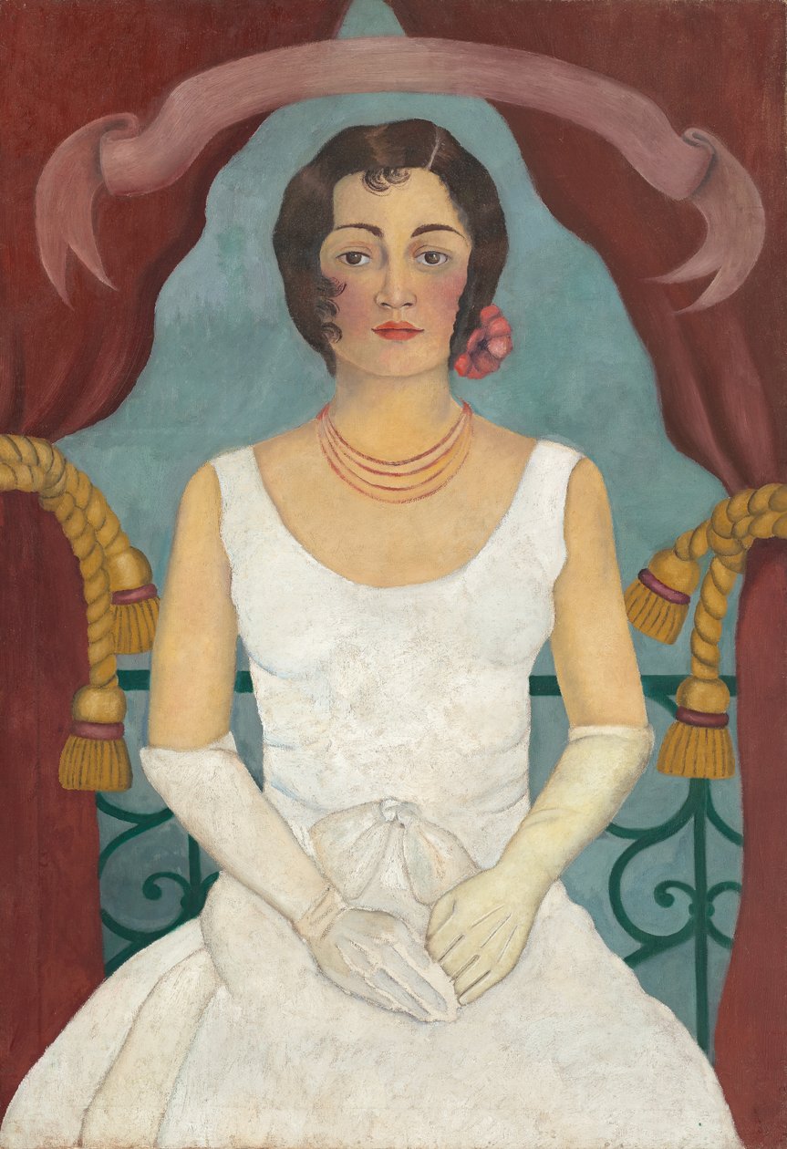 Portret van een dame in het wit, ca. 1929 (olieverf op doek) door Frida Kahlo