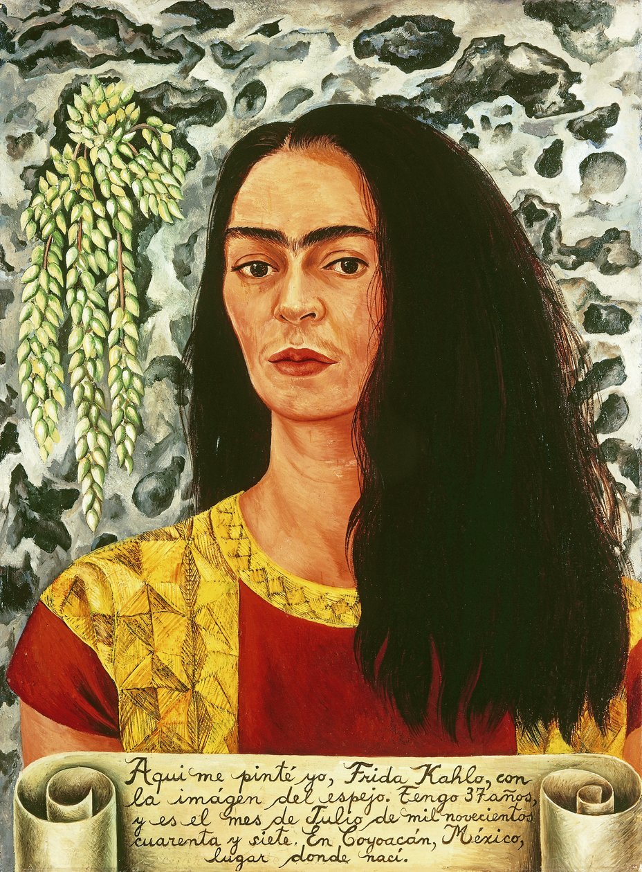 Zelfportret met loshangend haar; Autorretrato con Pelo Suelto door Frida Kahlo