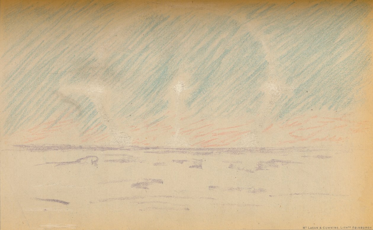 Maanring met schijnmanen en een suggestie van horizontale assen, 24 november 1893 door Fridtjof Nansen